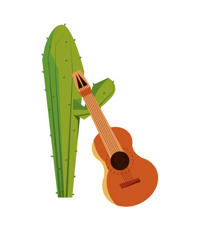 cactus guitar instrument musical party vector illustrationのイラスト素材
