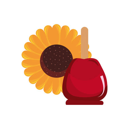 candy apple sunflower flower decoration vector illustrationのイラスト素材