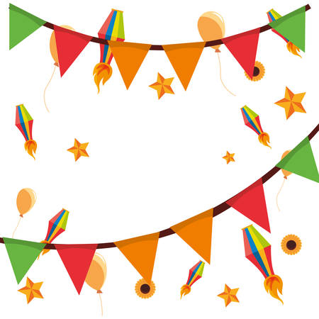 garlands stars lanterns decoration background vector illustrationのイラスト素材