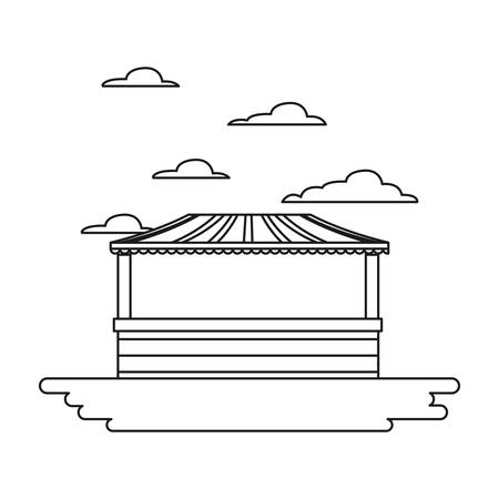 park booth natural clouds sky vector illustration outlineのイラスト素材