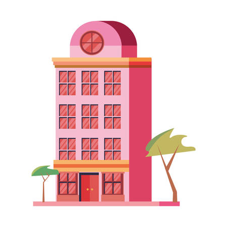 city building landscape urban with trees vector illustrationのイラスト素材