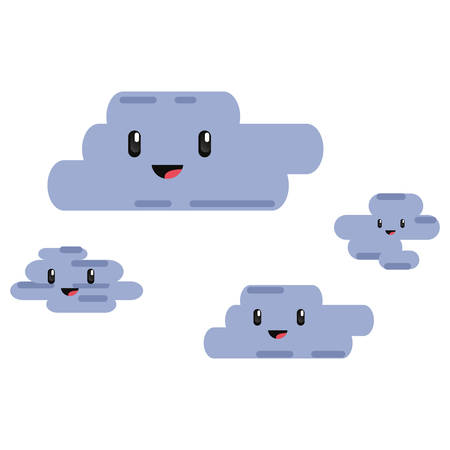 kawaii cartoon clouds happy character vector illustrationのイラスト素材