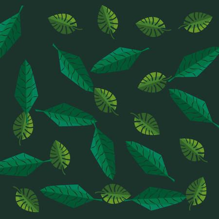 leaves tropical palm monstera green background vector illustrationのイラスト素材