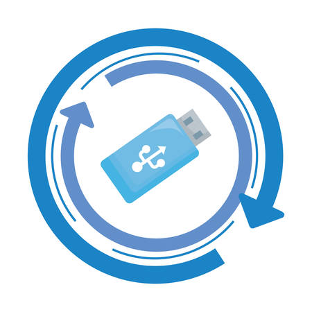 usb memory data storage with arrows around vector illustration designのイラスト素材