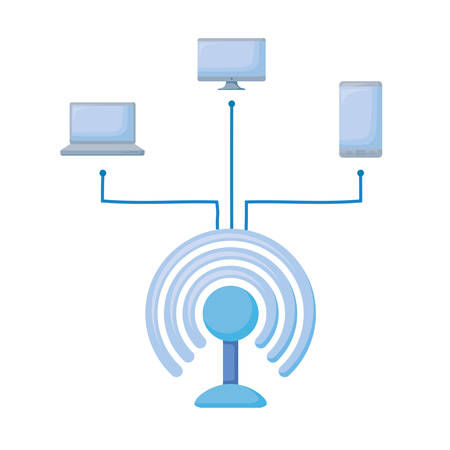 wifi signal with electronic devices vector illustration designのイラスト素材