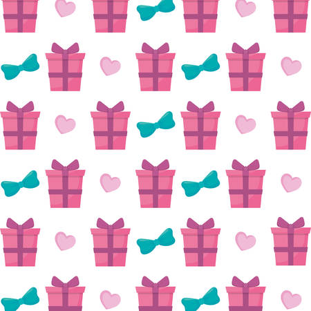 gifts boxes presents and bowties pattern vector illustration designのイラスト素材