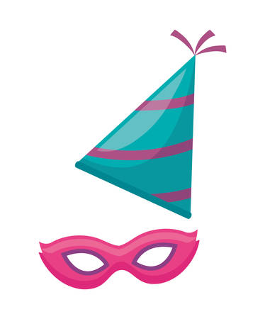 party celebration hat with carnival mask vector illustration designのイラスト素材