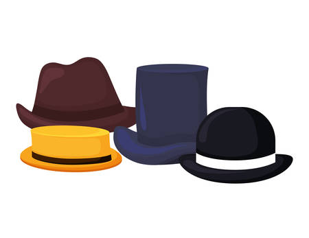 elegant set hats male styles vector illustration designのイラスト素材