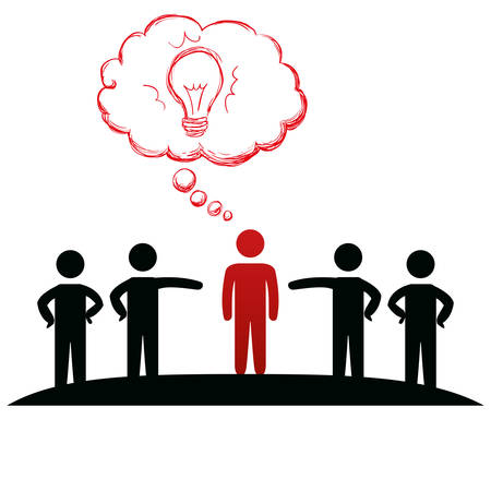 group of people with speech bubble and bulb vector illustration designのイラスト素材