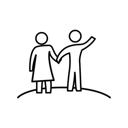 lovers couple silhouette icons vector illustration designのイラスト素材