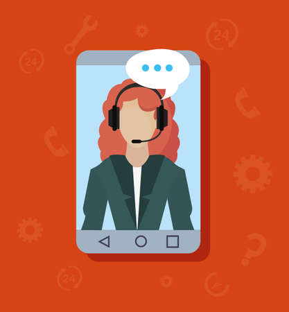 woman working as customer service vector illustrationの写真素材