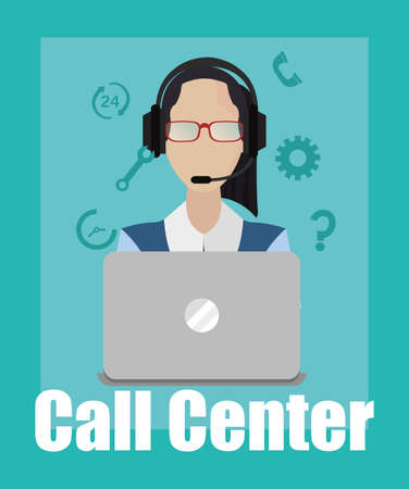 woman working as customer service vector illustrationの写真素材