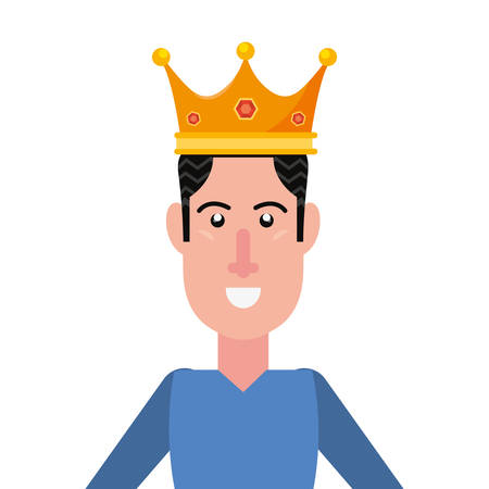 man portrait with crown character vector illustrationのイラスト素材