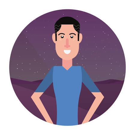 man portrait character landscape background vector illustrationのイラスト素材