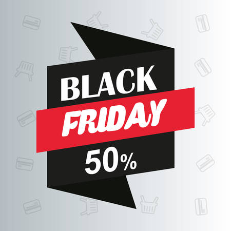 black friday shopping ribbon sale offers discounts vector illustrationのイラスト素材