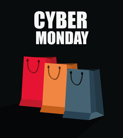 cyber monday sale color shopping bags vector illustrationのイラスト素材
