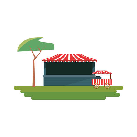 tree park booth food carnival festival vector illustrationのイラスト素材