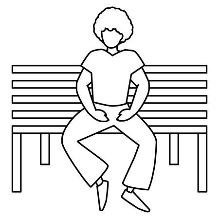 man sitting on a bench over white background, vector illustrationのイラスト素材