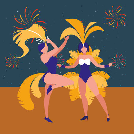 carnival dancers icon over colorful background, vector illustrationのイラスト素材