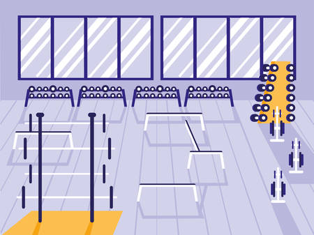 area for weightlifting in sport gym vector illustration designのイラスト素材