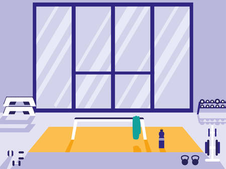 area for weightlifting in sport gym vector illustration designのイラスト素材