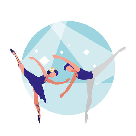 ballet couple of dancers dancing over white background, colorful design. vector illustrationのイラスト素材