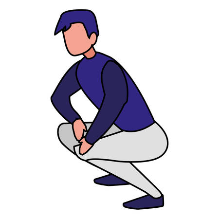 man crouching icon over white background, vector illustrationのイラスト素材