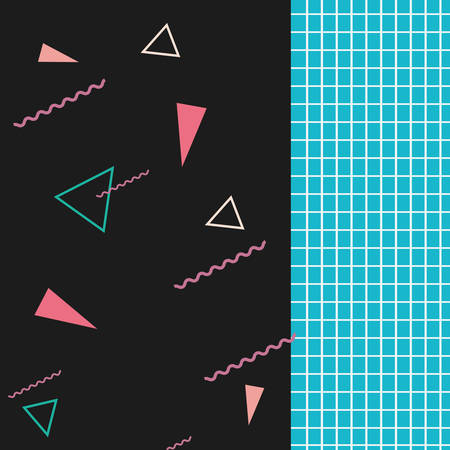 grid triangles dark memphis background vector illustration