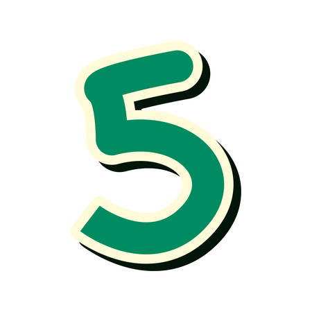 green number five on white background vector illustrationのイラスト素材