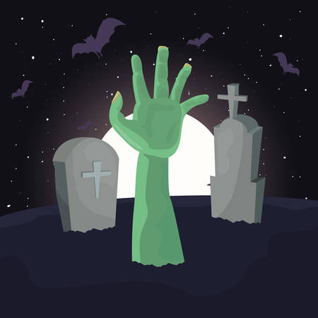 happy halloween  cemetery grave stone hand vector illustrationのイラスト素材