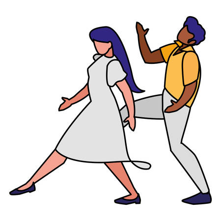 couple of dancers dancing over white background, vector illustrationのイラスト素材