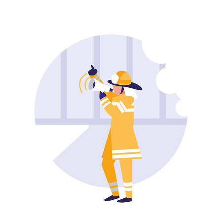 firefighter with megaphone avatar character vector illustration designのイラスト素材