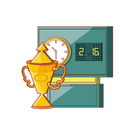 tennis scoreboard with cup trophy vector illustration designのイラスト素材