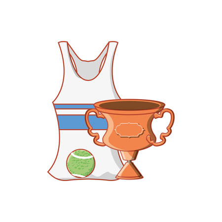 female tennis uniform shirt with trophy cup vector illustration designのイラスト素材