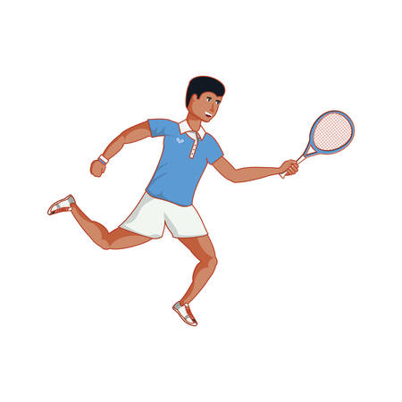 man tennis playing with racket vector illustration designのイラスト素材