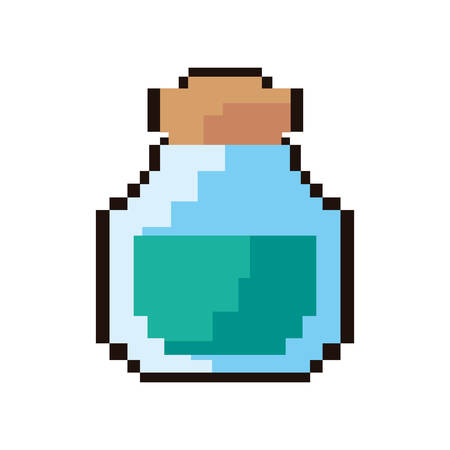 pixel video game bottle potion vector illustrationのイラスト素材