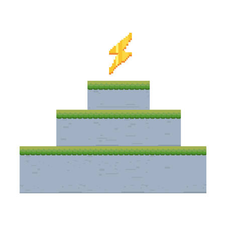 thunderbolt level scene pixel video game vector illustrationのイラスト素材