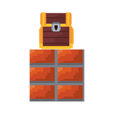 pixel video game treasure chest vector illustrationのイラスト素材