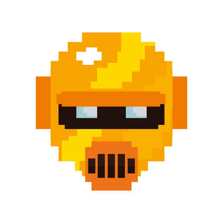 pixel video game gold robot vector illustrationのイラスト素材