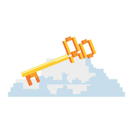 key cloud pixel video game vector illustrationのイラスト素材