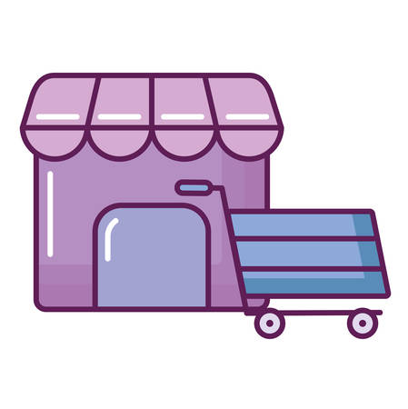 shopping cart and store icon over white background, vector illustrationのイラスト素材