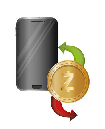 smartphone device with zcash vector illustration designのイラスト素材