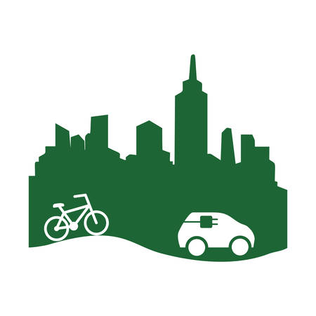 green city buildings ecology icons vector illustration designのイラスト素材