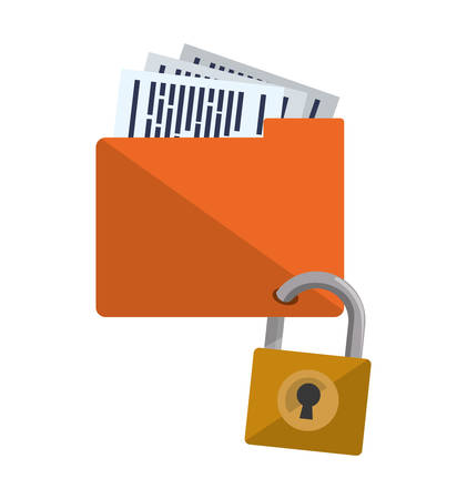 folder with secure padlock vector illustration designのイラスト素材