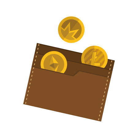 wallet with bitcoins icon vector illustration designのイラスト素材