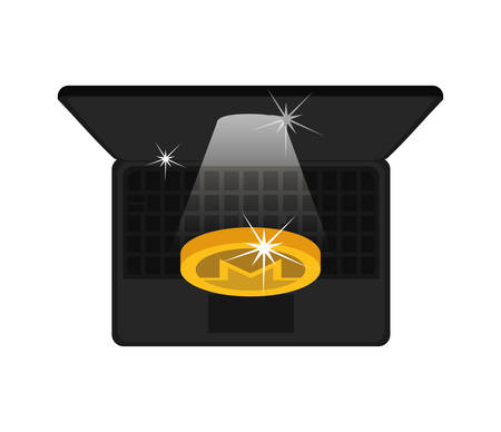 laptop computer with monero vector illustration designのイラスト素材