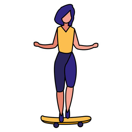 young woman in skateboard character vector illustration designのイラスト素材