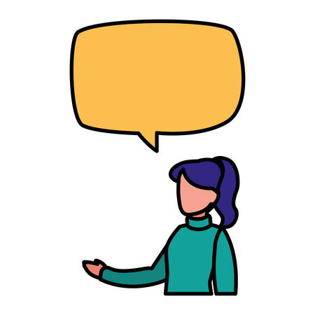 young woman modeling with speech bubble vector illustration designのイラスト素材