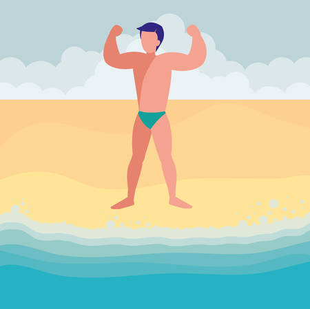 strong man with swimsuit vector illustration designのイラスト素材