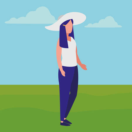 young woman modeling character vector illustration designのイラスト素材